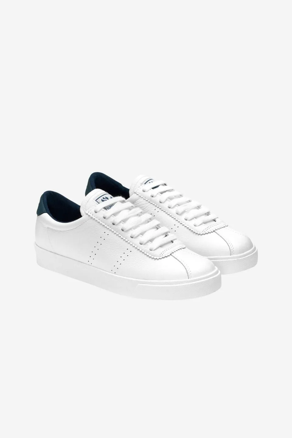 2843 Club S Comfort White with Navy Trim Leather Sneaker