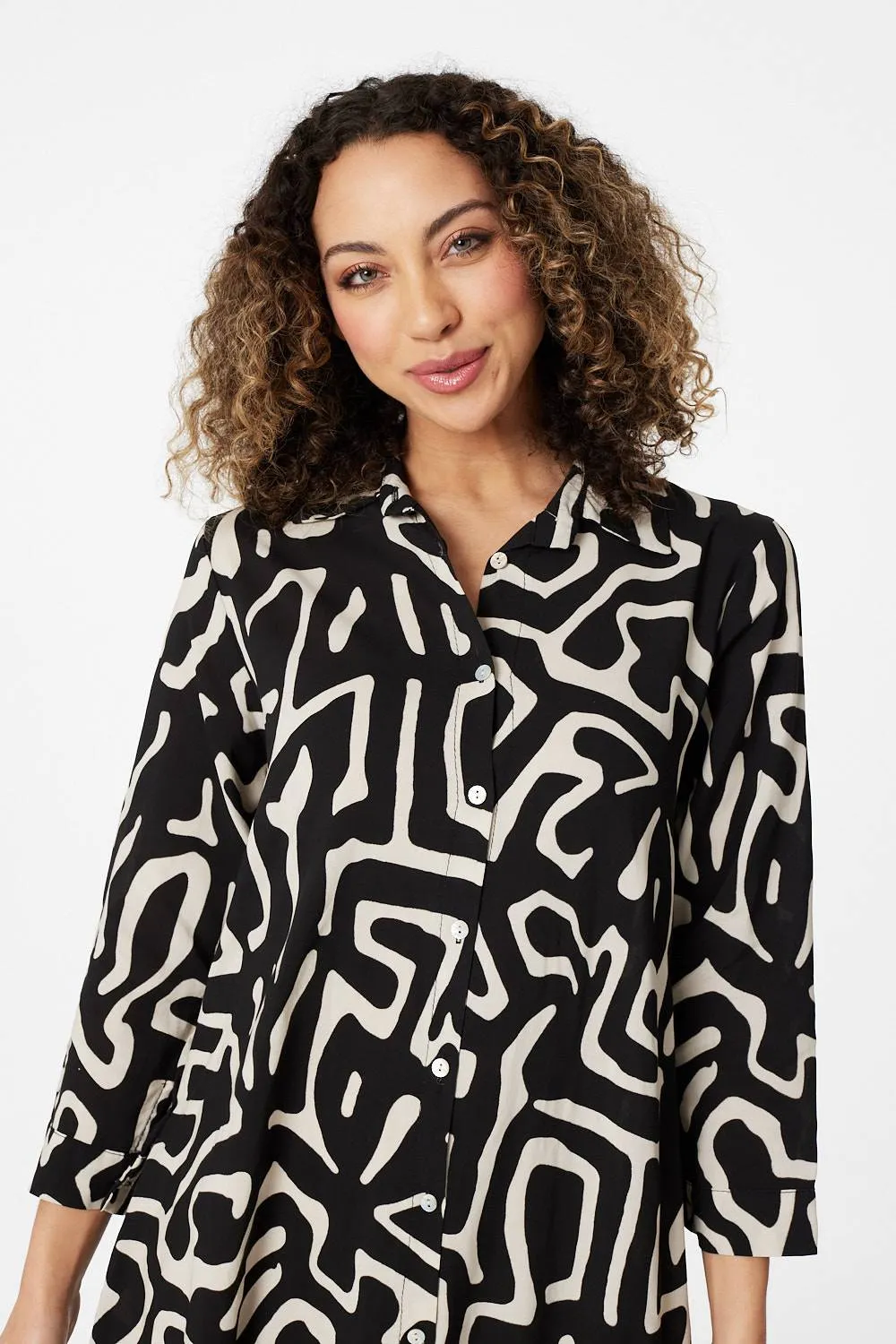 Abstract Print Mini Smock Dress