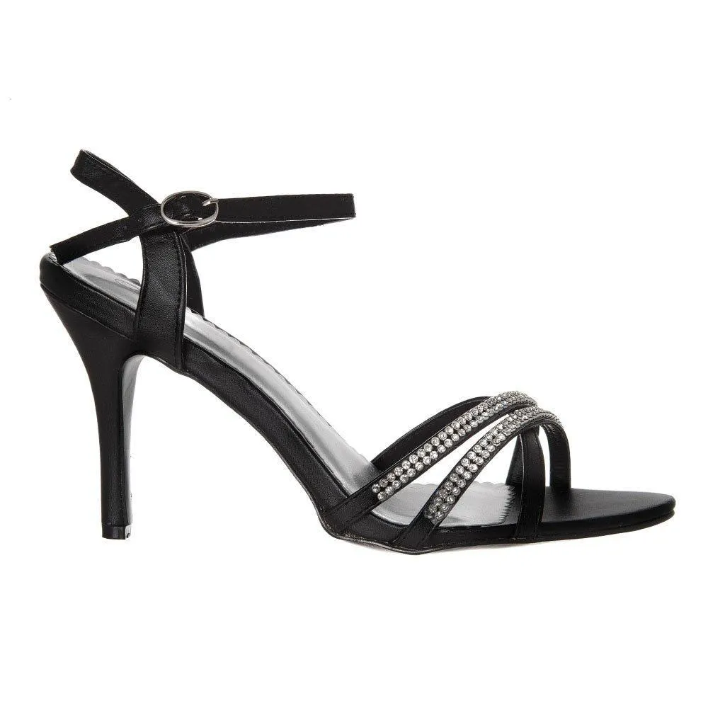 Amber High Heel Diamante Sandals with Two Strap