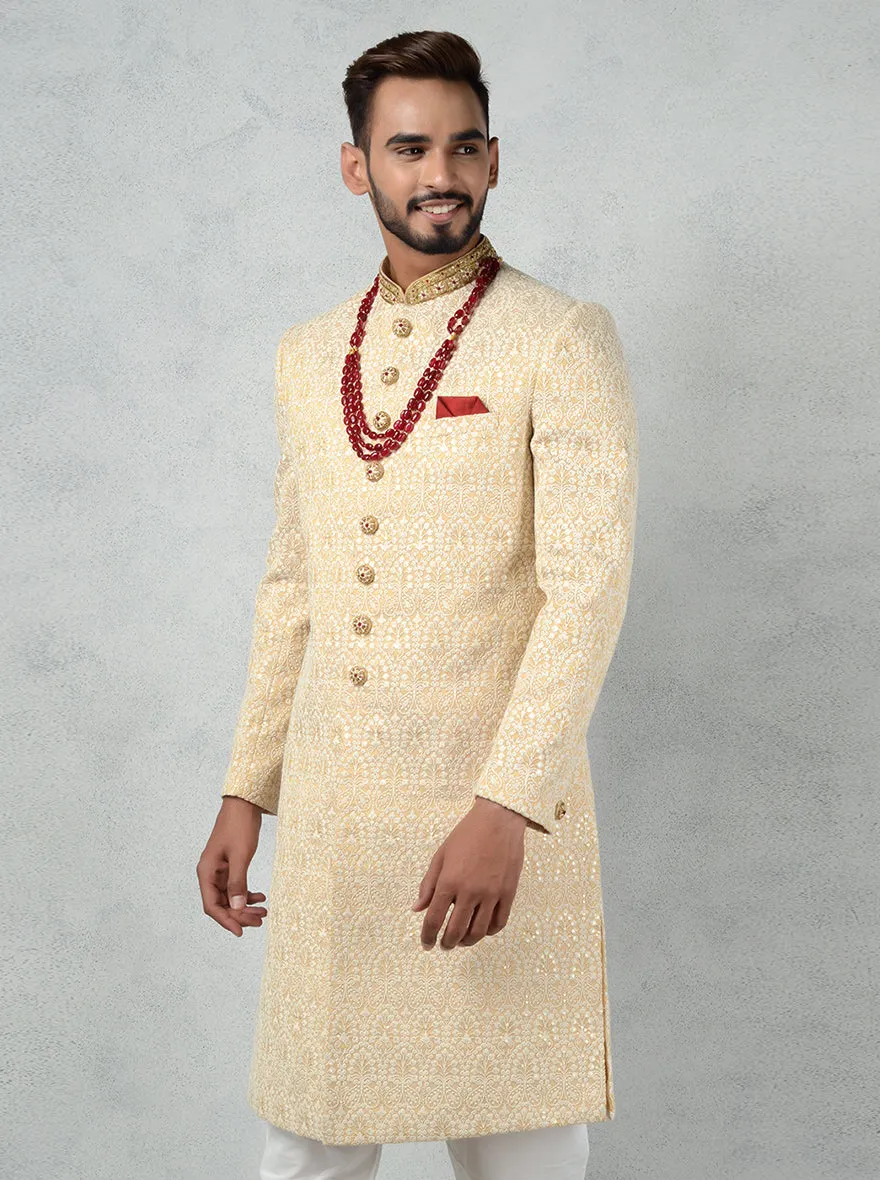 Beige & Cream Sherwani | Azania