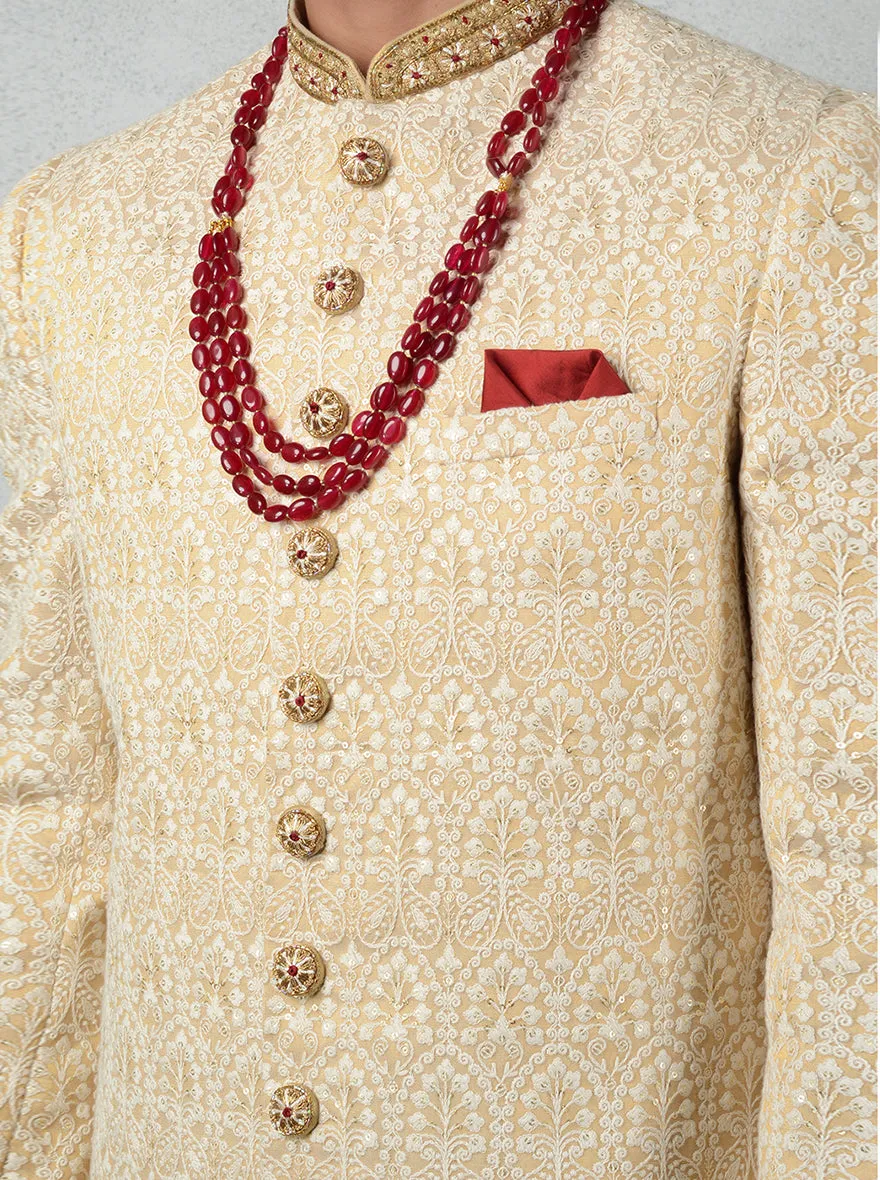 Beige & Cream Sherwani | Azania