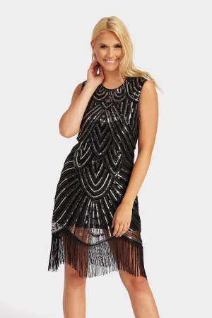 Black Lace Tassel Dress