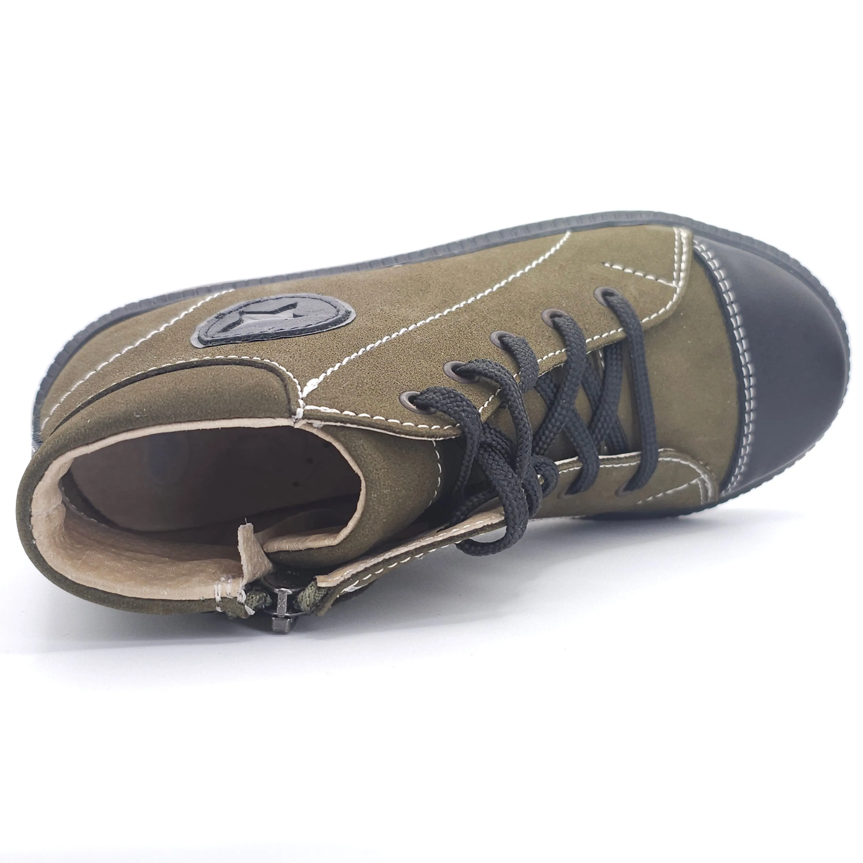 Boys Star Shoe In Olive