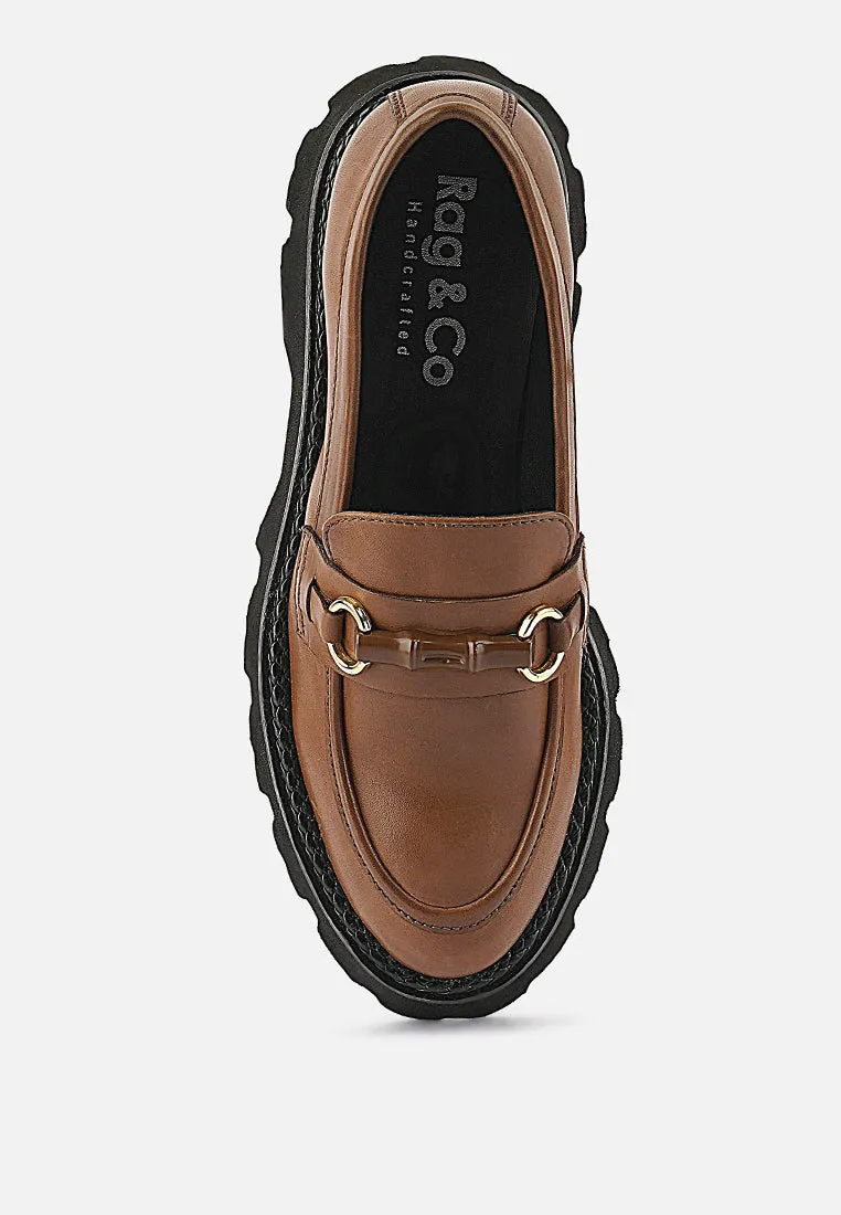 CHEVIOT Tan Chunky Leather Loafers