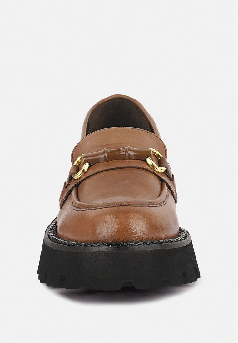 CHEVIOT Tan Chunky Leather Loafers