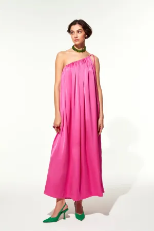 Chrissy One Shoulder Satin Maxi Dress