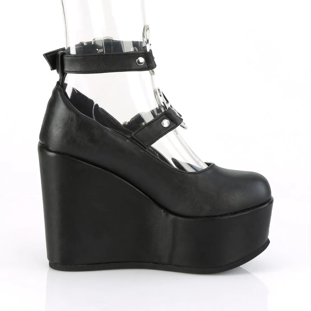 Demonia POISON-99-1 | Black Vegan Leather Mary Janes