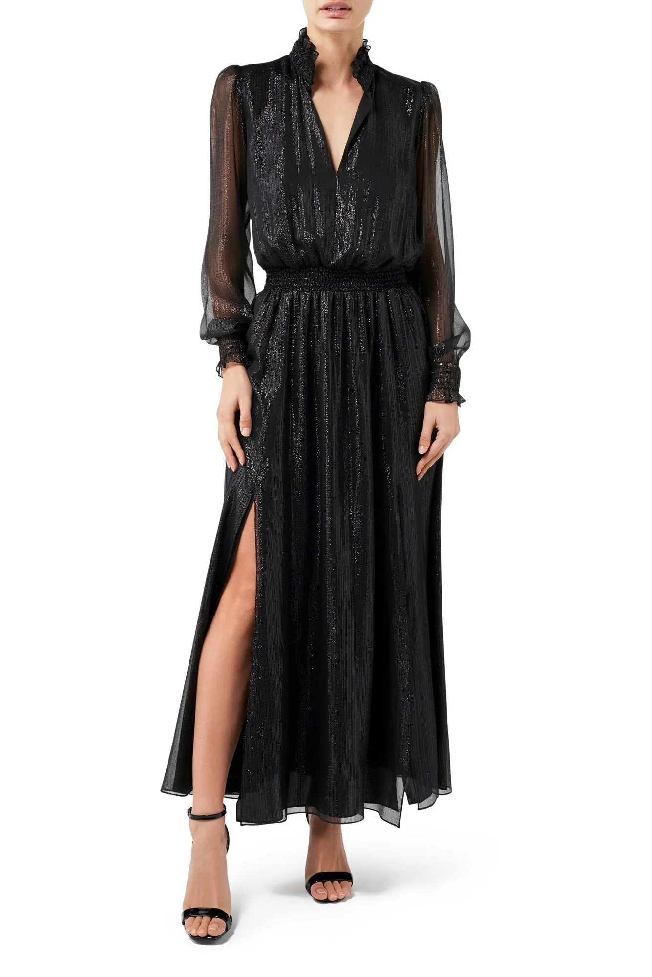 DIIDA KIKI SPLIT FRONT DRESS IN BLACK SHEER