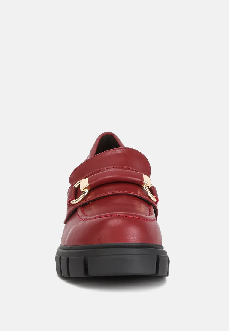 Evangeline chunky platform loafers in Burgundy