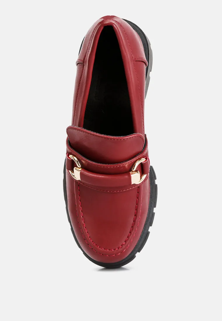 Evangeline chunky platform loafers in Burgundy