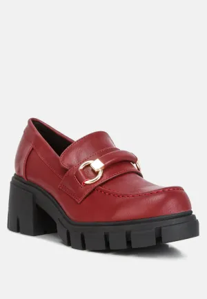 Evangeline chunky platform loafers in Burgundy