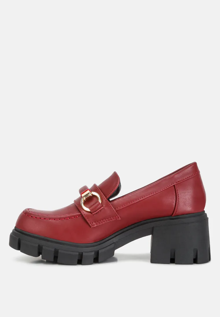 Evangeline chunky platform loafers in Burgundy