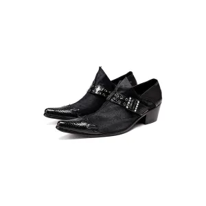 ExoticLux Leather Pointed Toe Dress Loafers