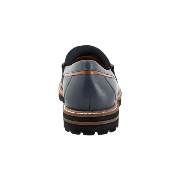 Fiora Navy Leather Loafer Shoes