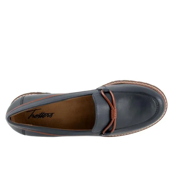 Fiora Navy Leather Loafer Shoes