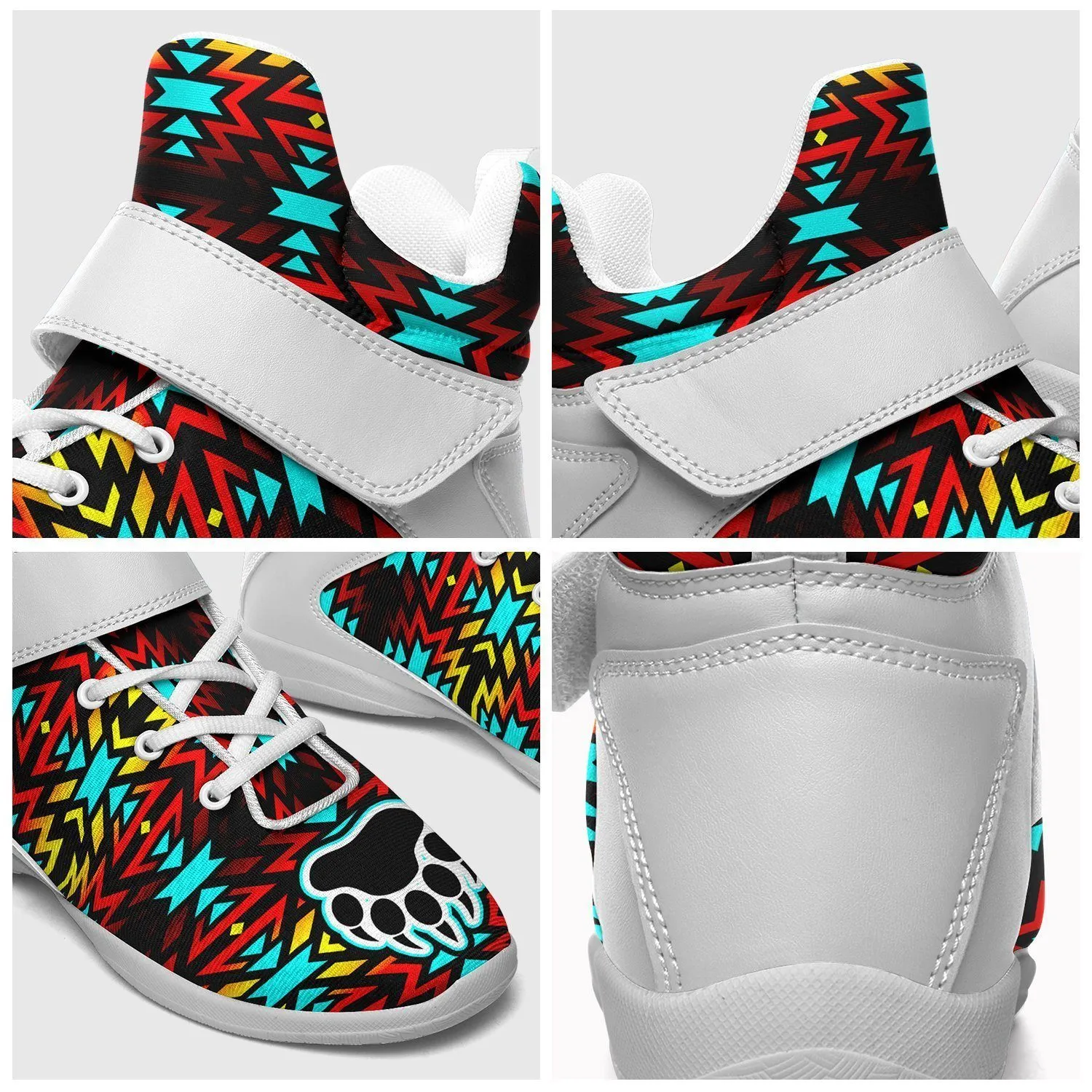 Fire Colors and Turquoise Bearpaw Kid's Ipottaa Basketball / Sport High Top Shoes