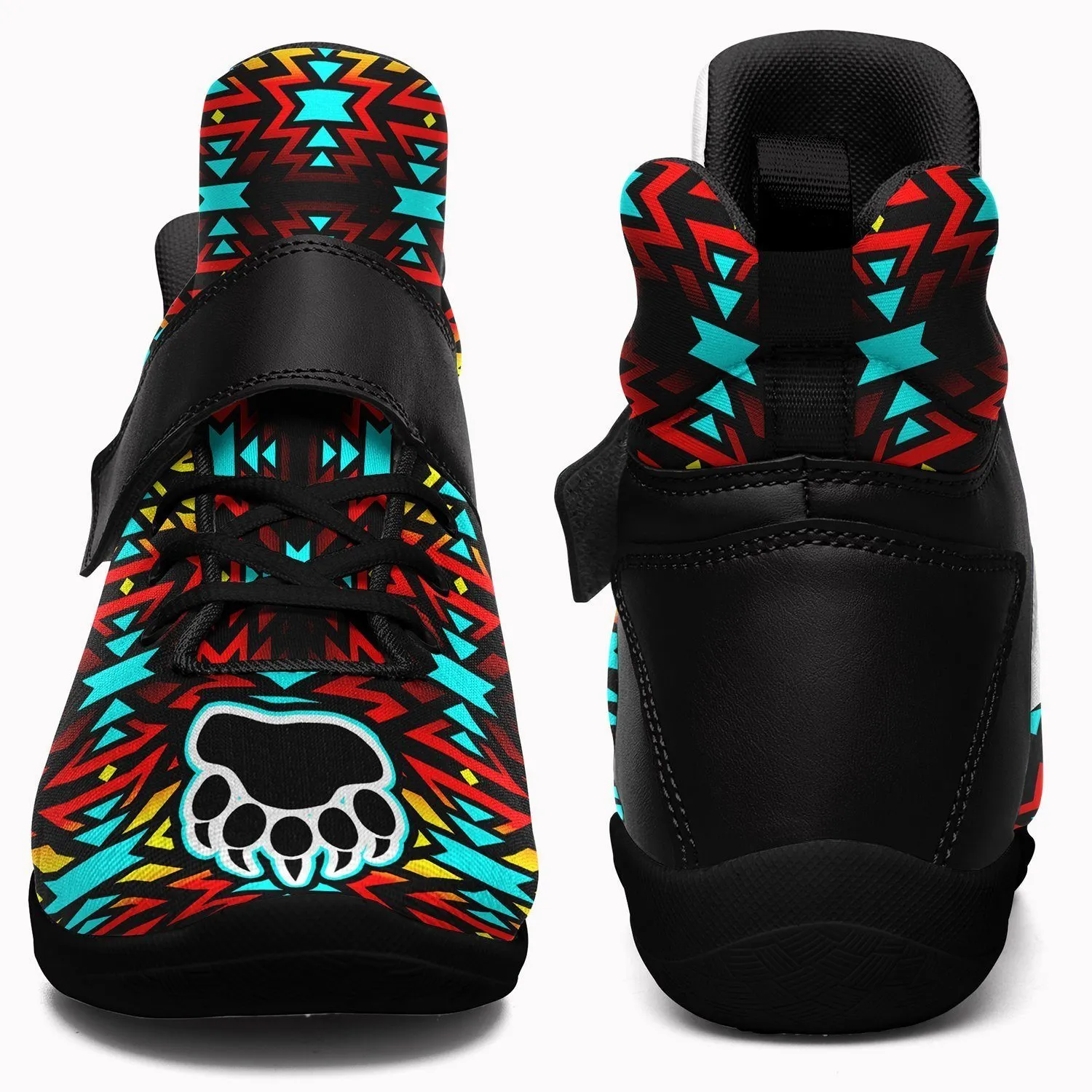 Fire Colors and Turquoise Bearpaw Kid's Ipottaa Basketball / Sport High Top Shoes