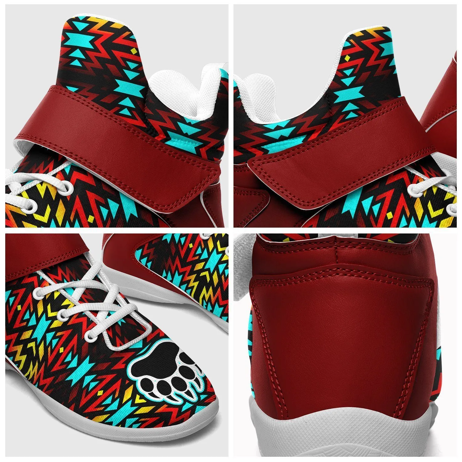 Fire Colors and Turquoise Bearpaw Kid's Ipottaa Basketball / Sport High Top Shoes