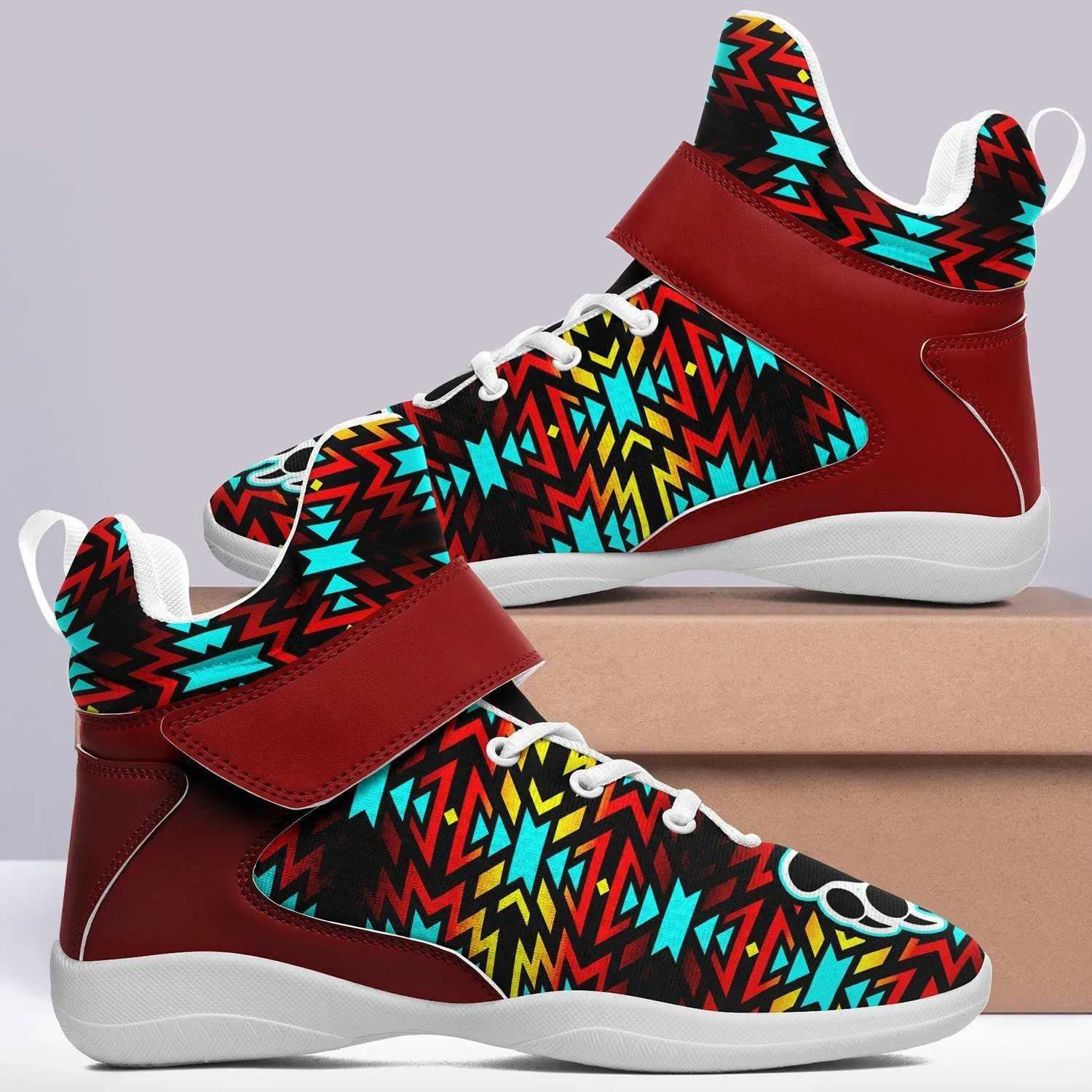 Fire Colors and Turquoise Bearpaw Kid's Ipottaa Basketball / Sport High Top Shoes