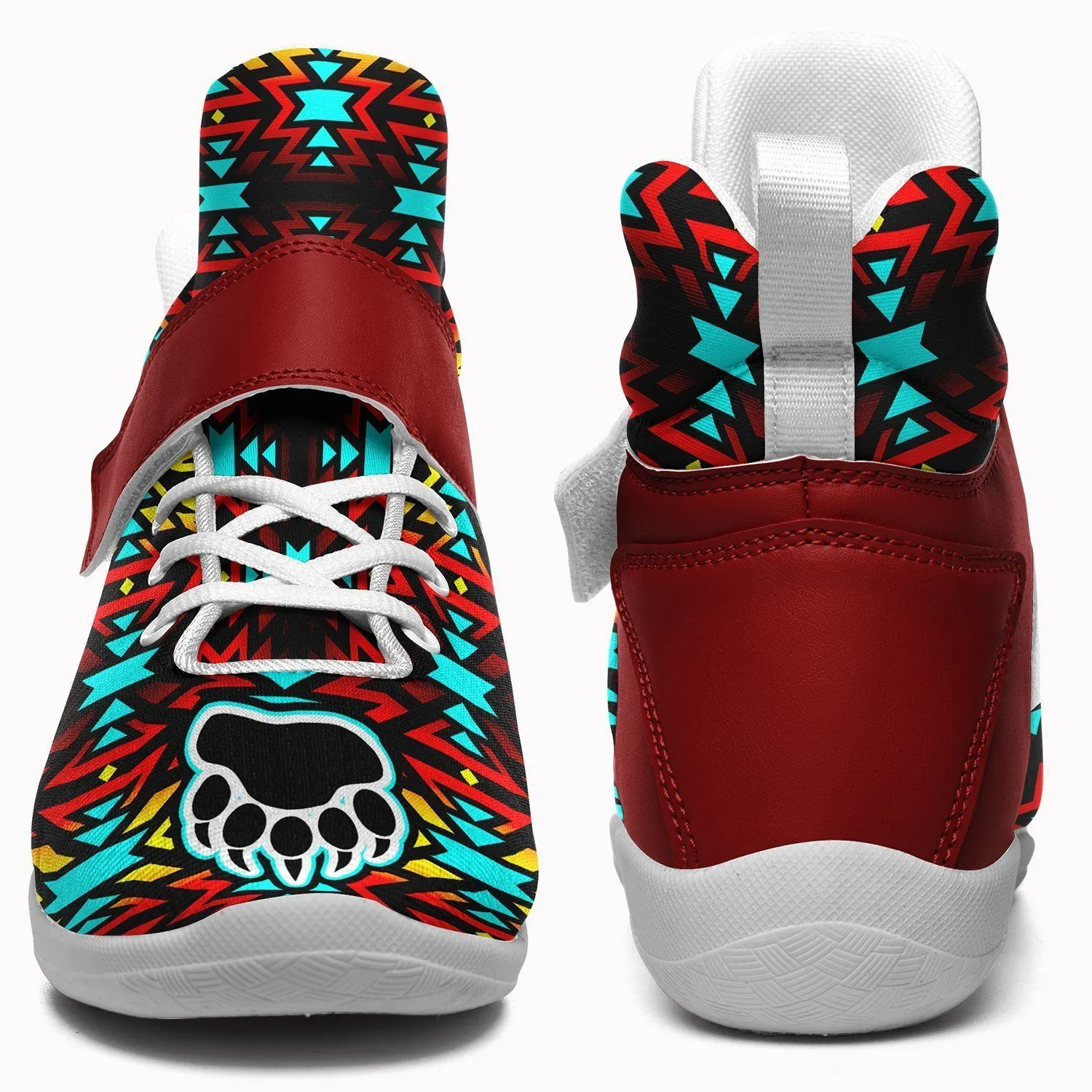 Fire Colors and Turquoise Bearpaw Kid's Ipottaa Basketball / Sport High Top Shoes