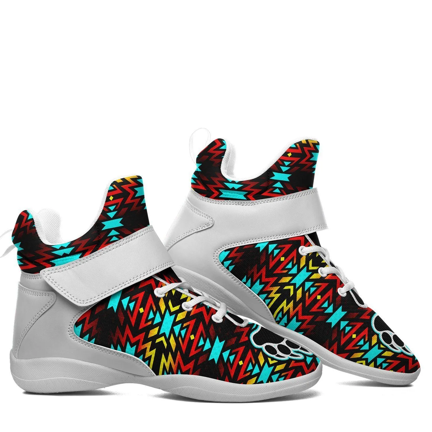 Fire Colors and Turquoise Bearpaw Kid's Ipottaa Basketball / Sport High Top Shoes