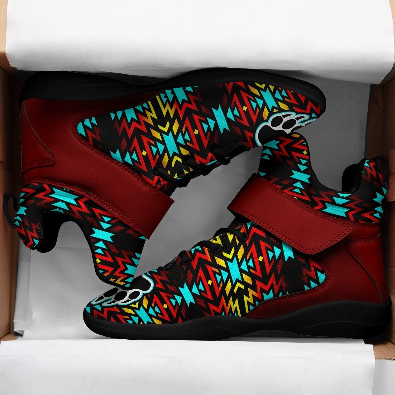 Fire Colors and Turquoise Bearpaw Kid's Ipottaa Basketball / Sport High Top Shoes