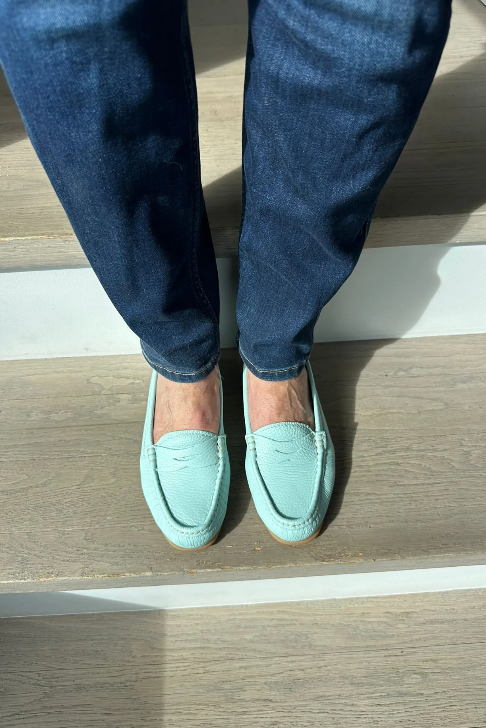 Italian Leather Loafers - Seafoam