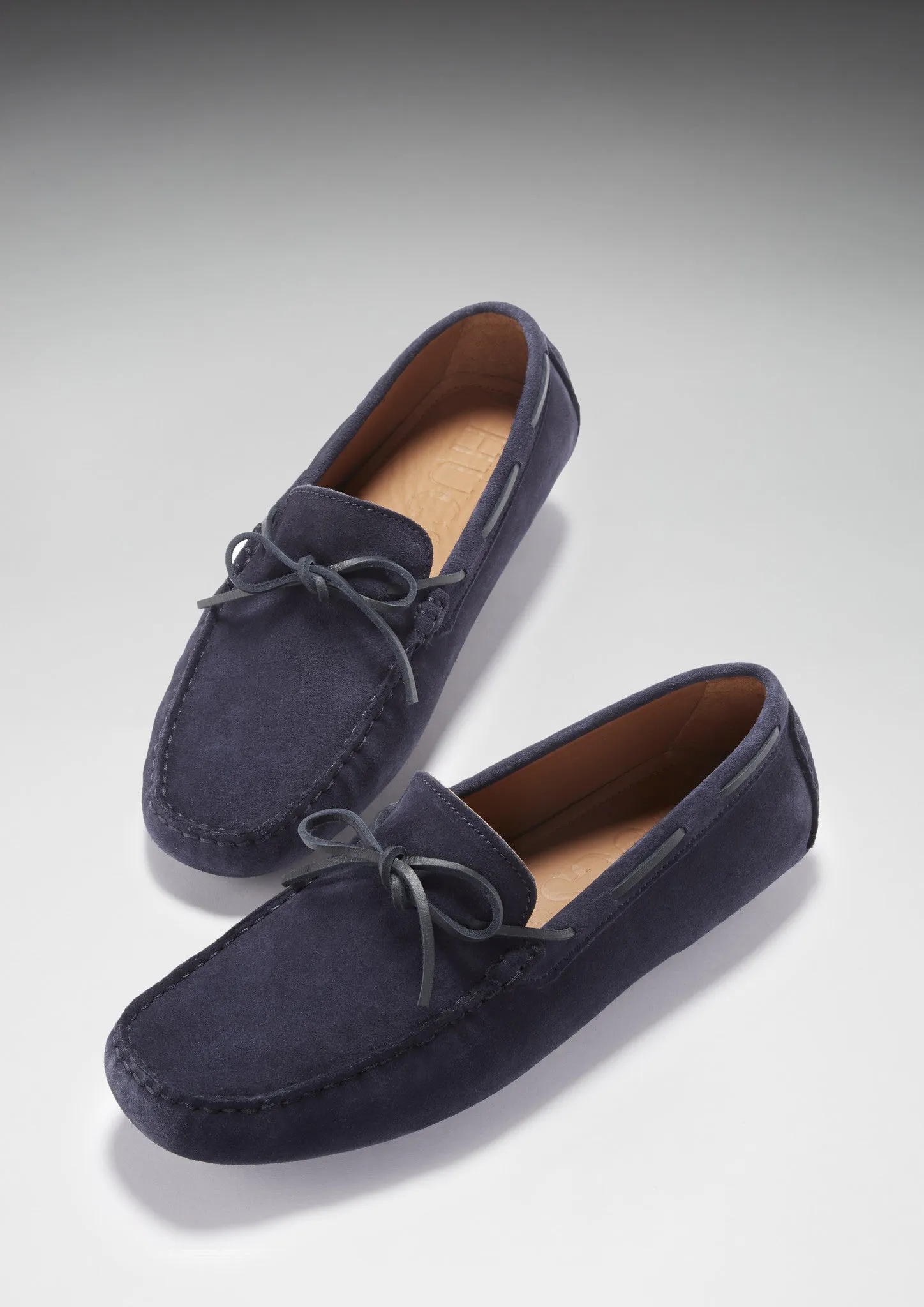 Laced Driving Loafers, navy blue suede