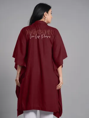 Maroon Rayon Shirt-Kaftan - Phases