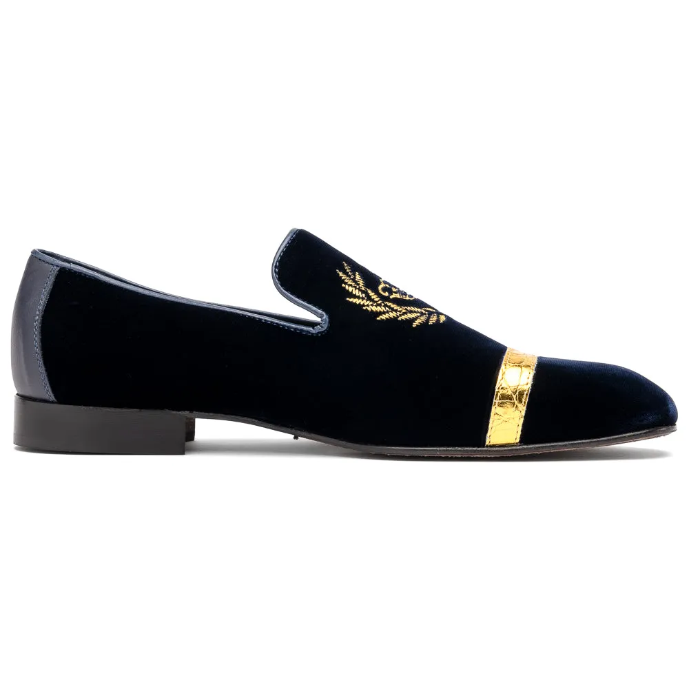 Mauri 3296 Crown Velvet/ Alligator/ Nappa Loafers Wonder Blue