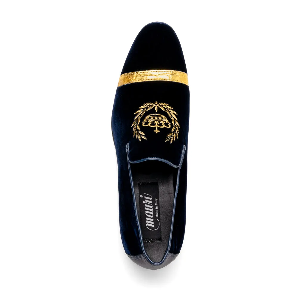 Mauri 3296 Crown Velvet/ Alligator/ Nappa Loafers Wonder Blue