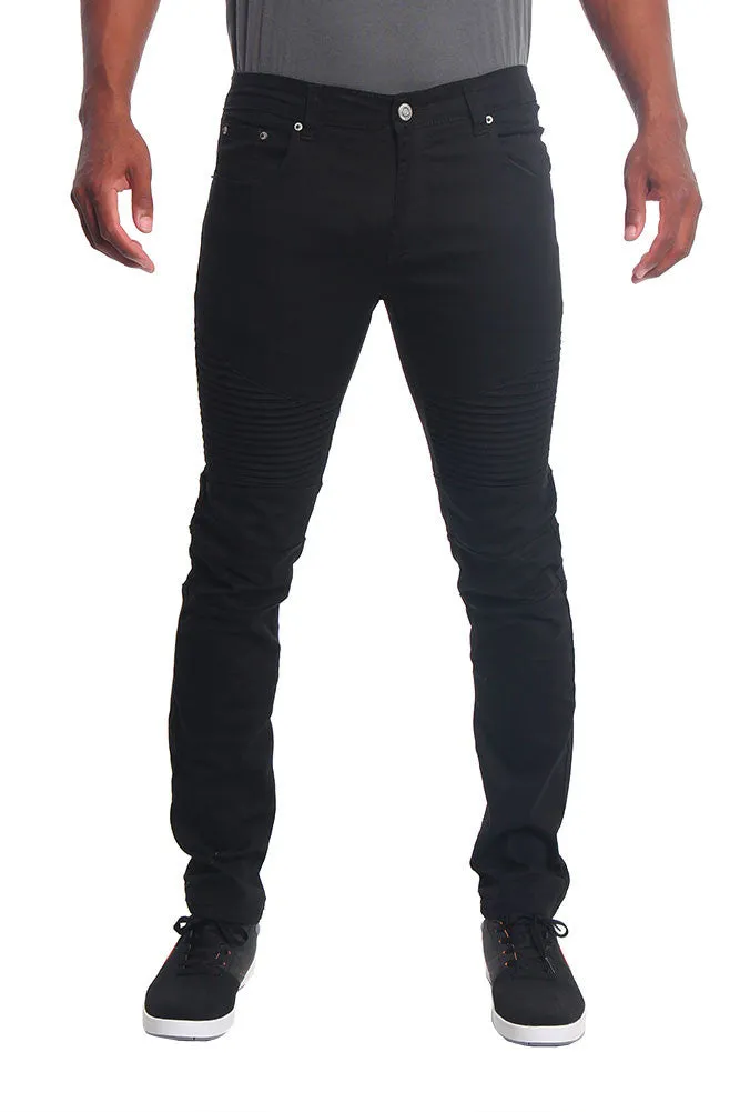 Men's Biker Twill Skinny Pants (Black)