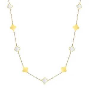 Mini Mother of Pearl and Gold Clover Necklace