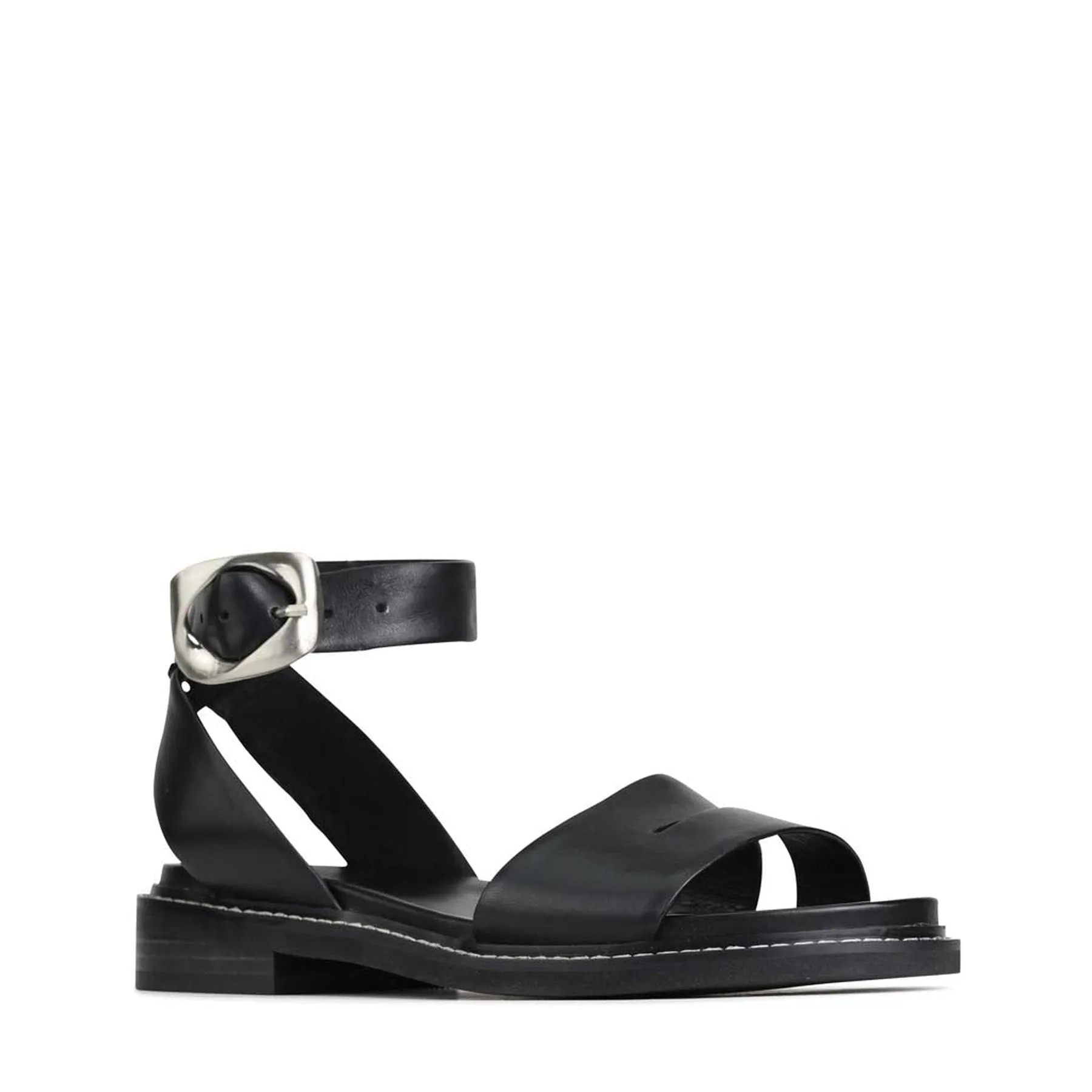 ORNAMENTAL ANKLE STRAP SANDALS LEATHER