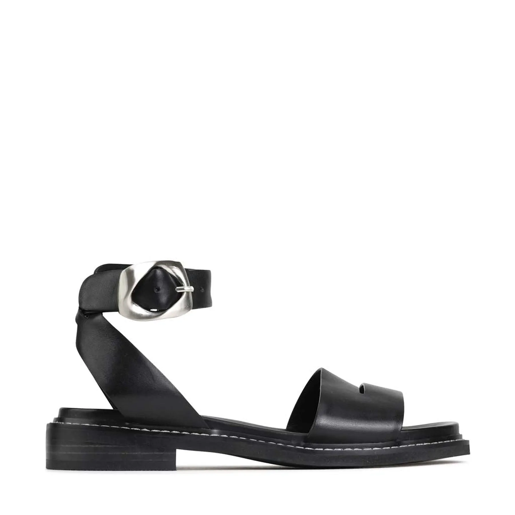 ORNAMENTAL ANKLE STRAP SANDALS LEATHER