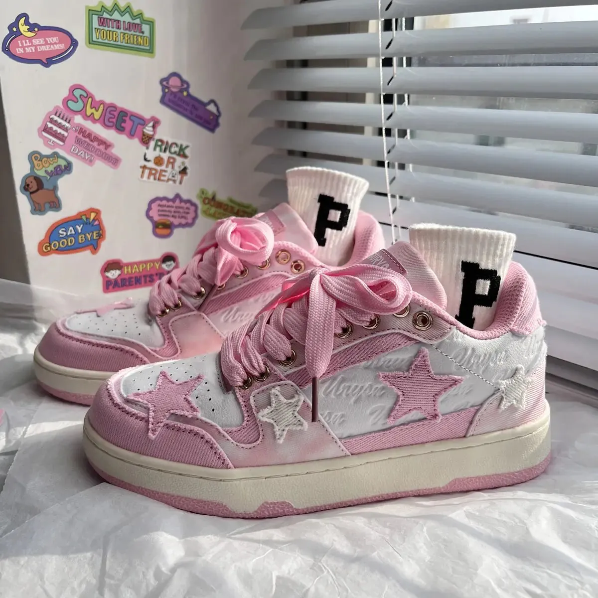 Pink Kawaii Tennis Sneakers for Women