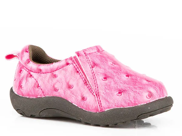 Pink Ostrich Print Cowbabies Slip-On Shoes for Infants from Roper Footwear