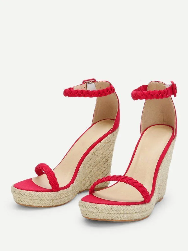 Plaited Strap Espadrille Wedge Sandals