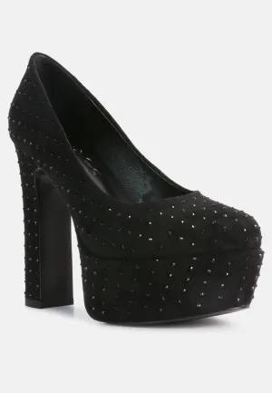 POPPINS Black Glinting Platform High Pumps