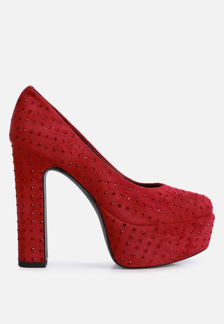 POPPINS Red Glinting Platform High Pumps