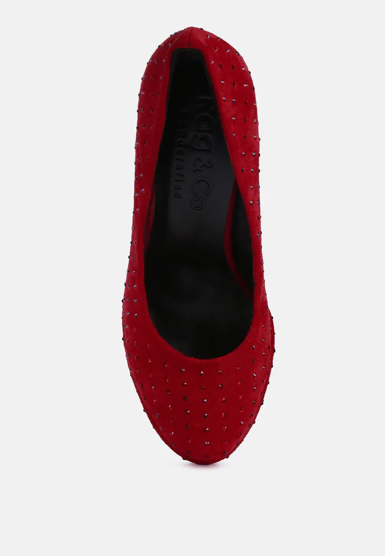 POPPINS Red Glinting Platform High Pumps