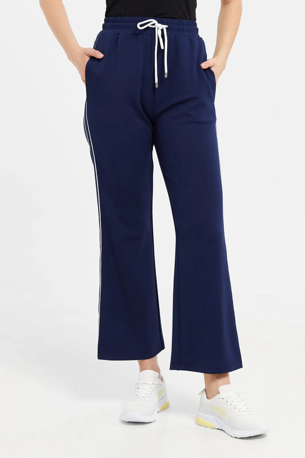 Women Navy Straight Leg Active Pants